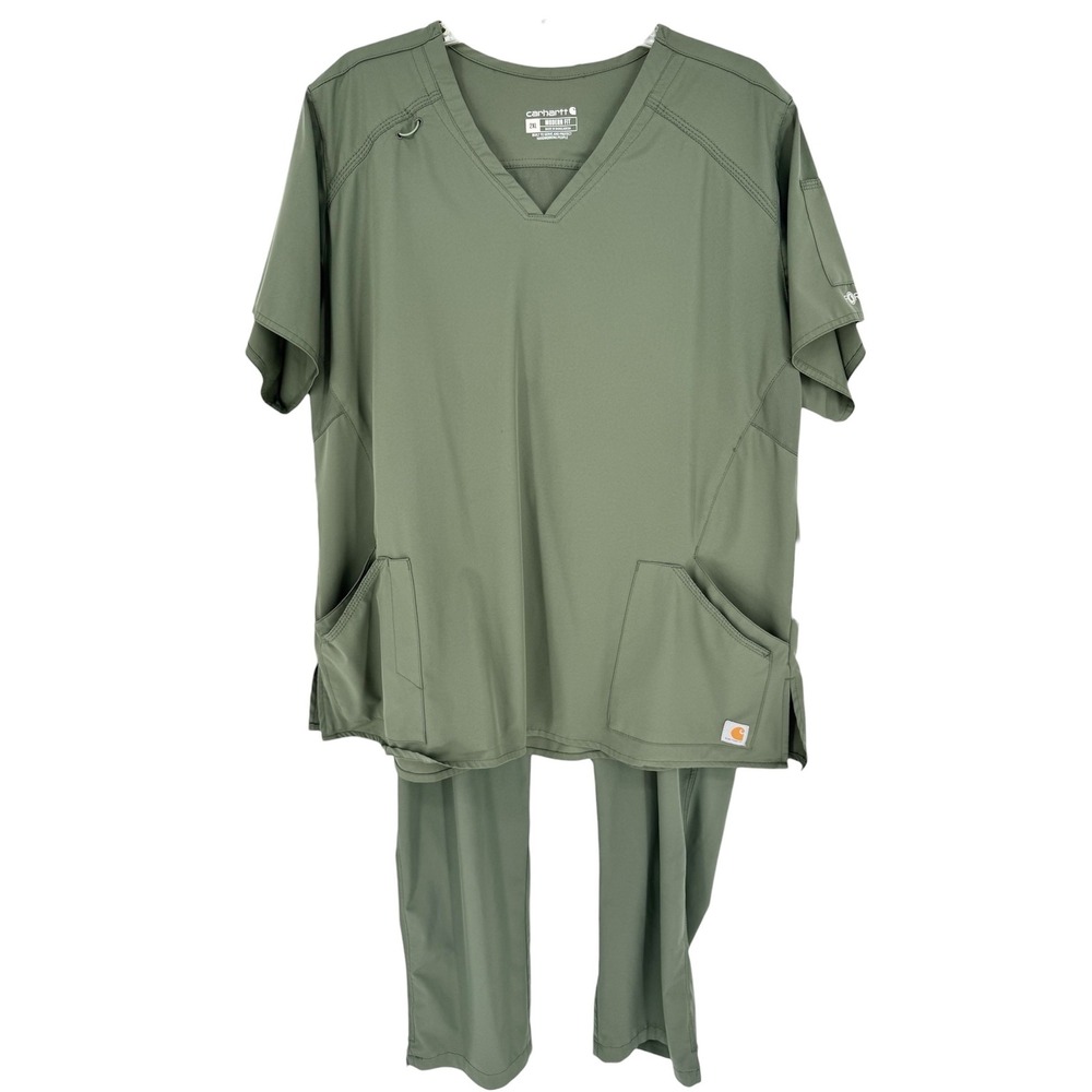 Carhartt Force SET OF TWO‎ Modern Fit Twill V-Neck Top & Straight Leg Pants 2XL